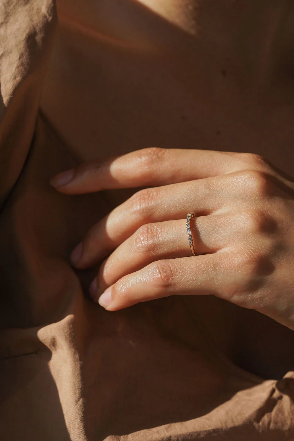 14K Gold Baguette Diamond Studded Ring - Image 3
