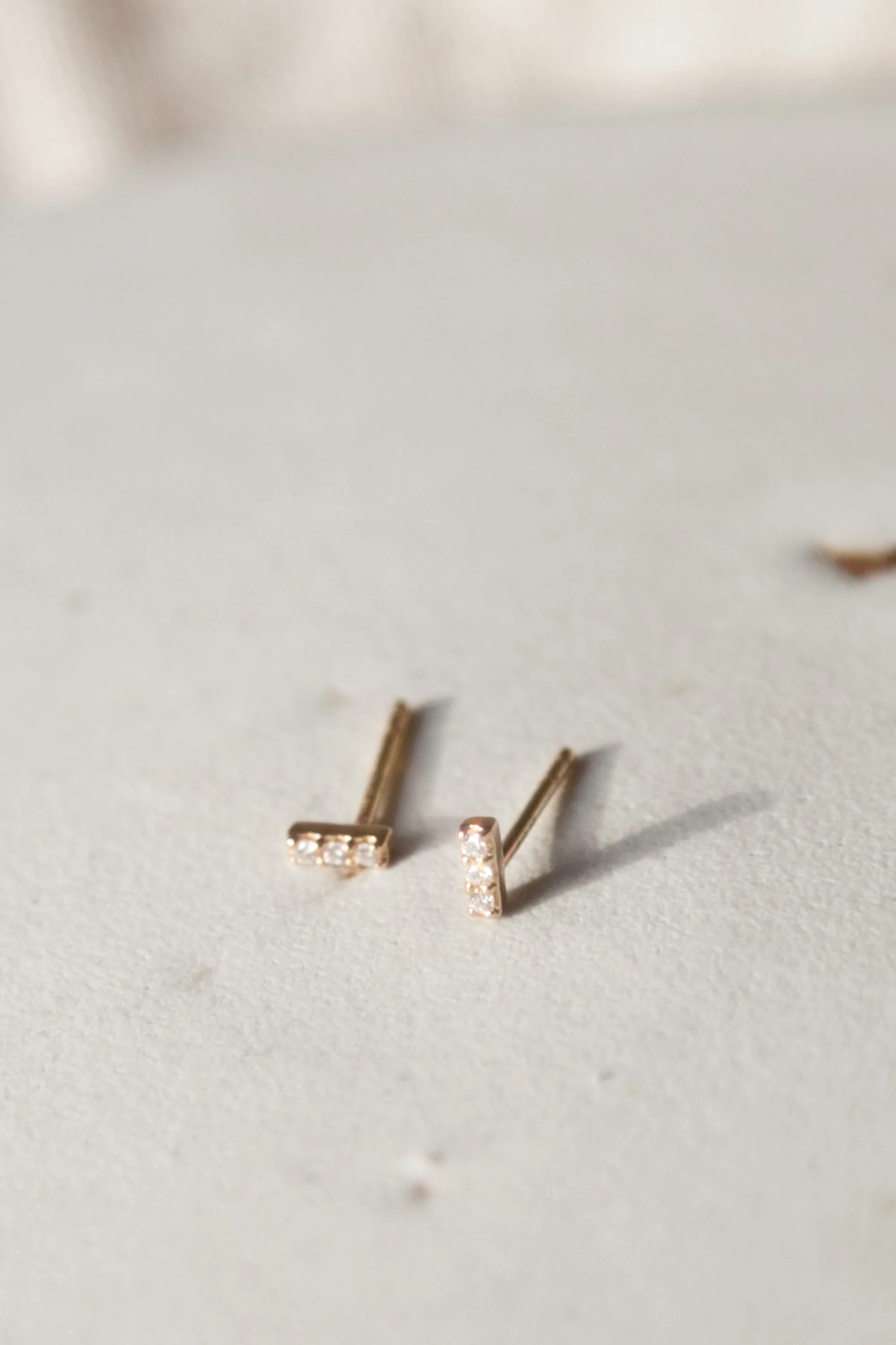 Champagne Diamond Bar Studs - Image 3