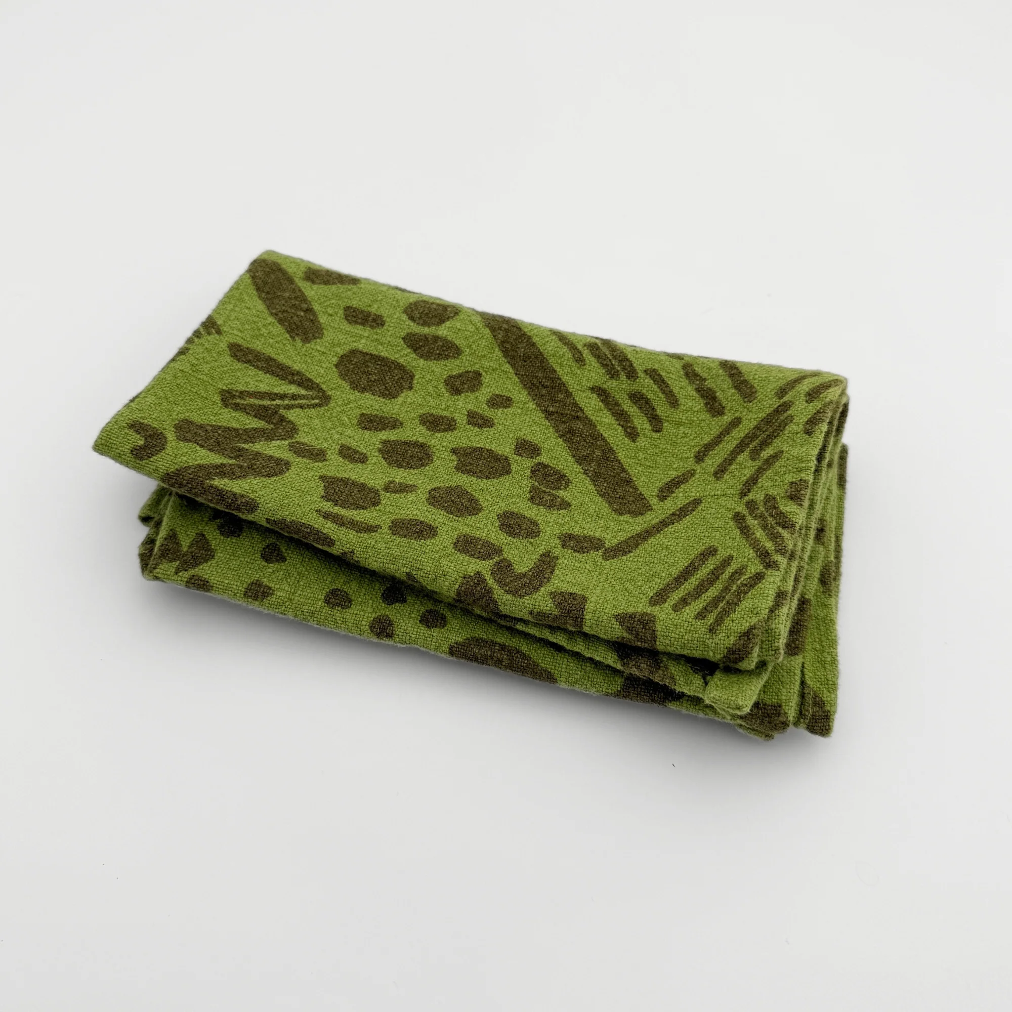 Dashes + Moon Napkin Pair / Moss - Image 3