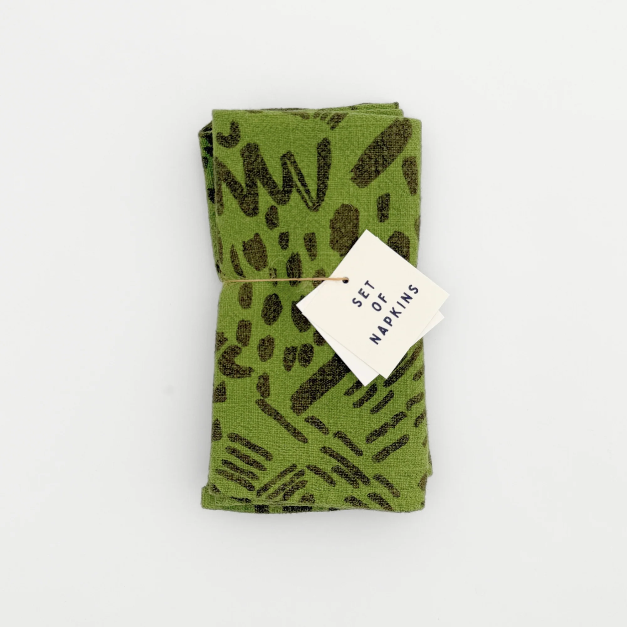 Dashes + Moon Napkin Pair / Moss - Image 4