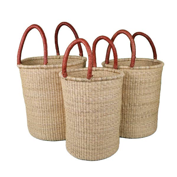 Elephant Grass Hamper - Leather Handles - Image 2