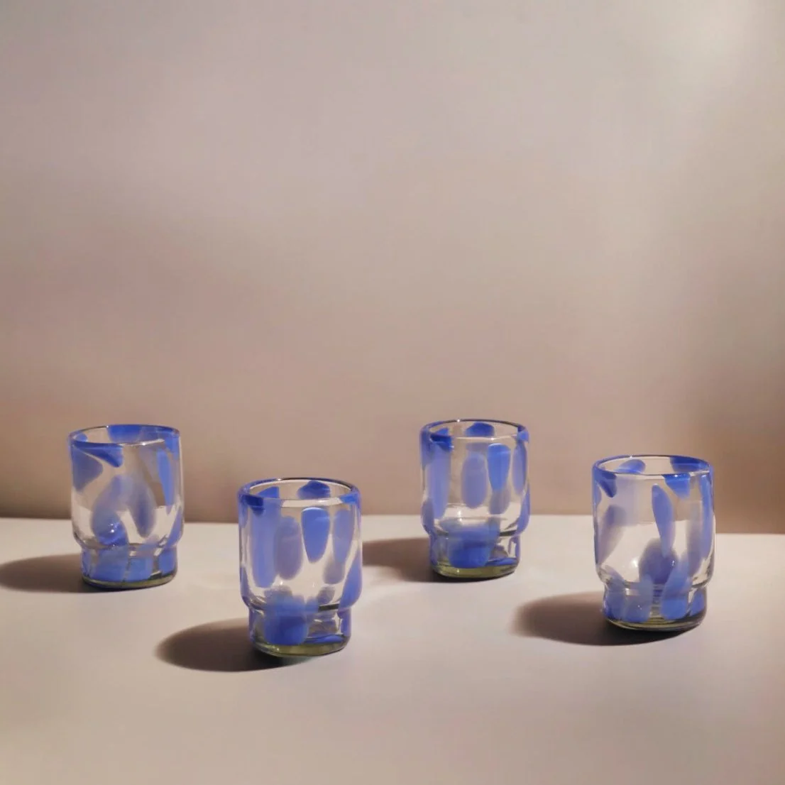 Short Blue Flecked Glassware - Image 2