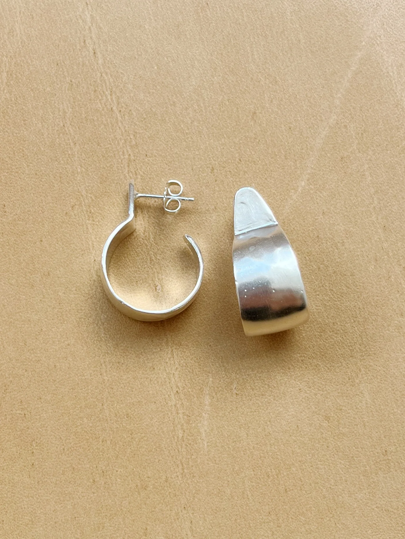 Shield Hoops - Sterling Silver