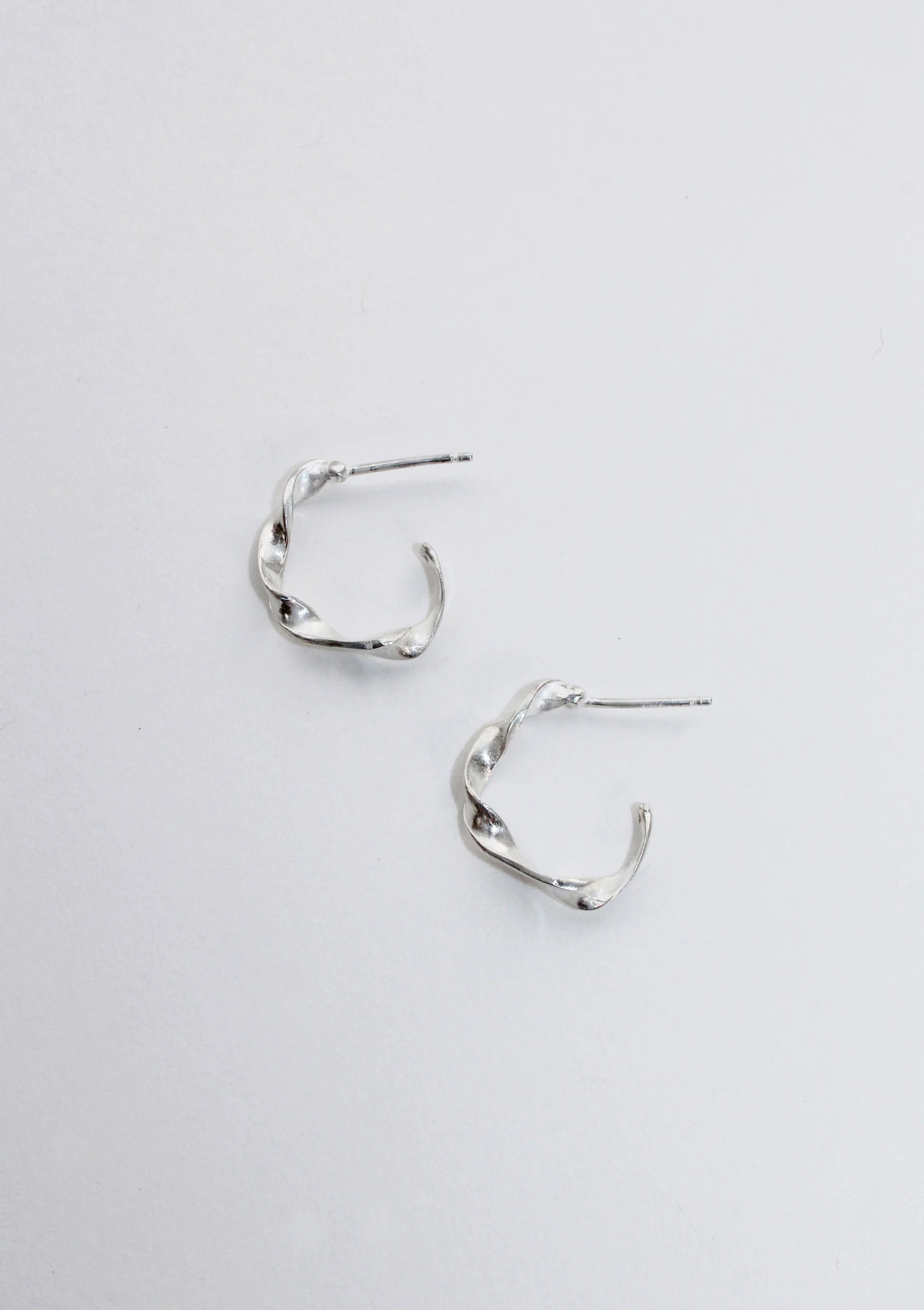 Sculpted Twisted Hoops - Silver